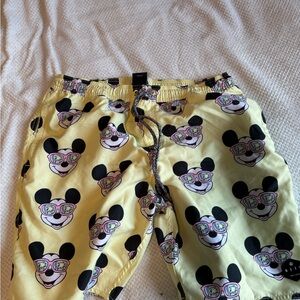 Neff Yellow Swim Trunks with Black and White Panda Print
